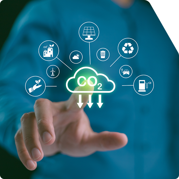 Diagram showing contributing factors to carbon dioxide emissions