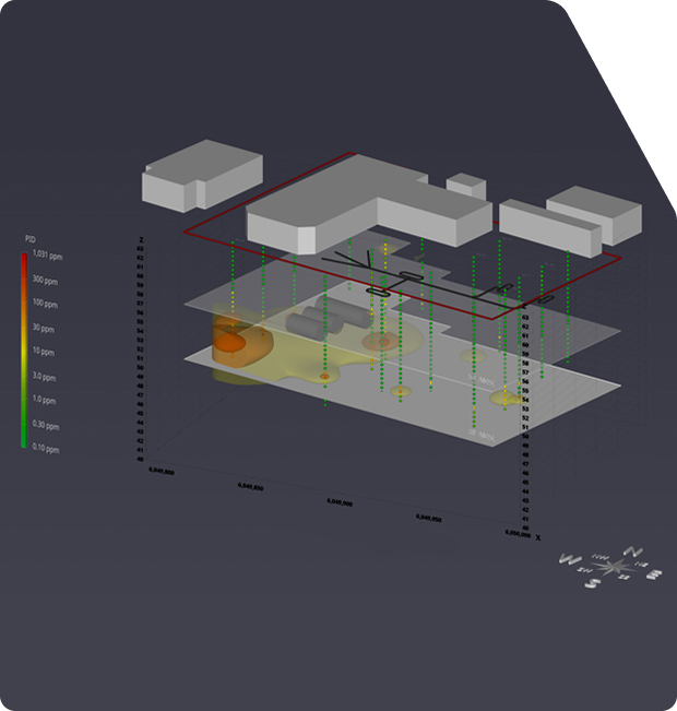 Visualization of impacts in the subsurface.