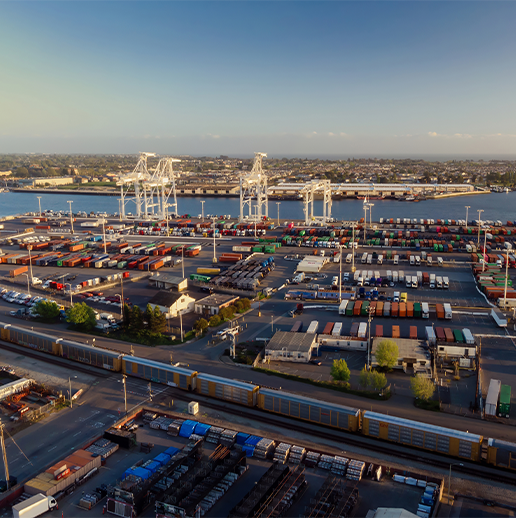 Aerial view of Port of Oakland
