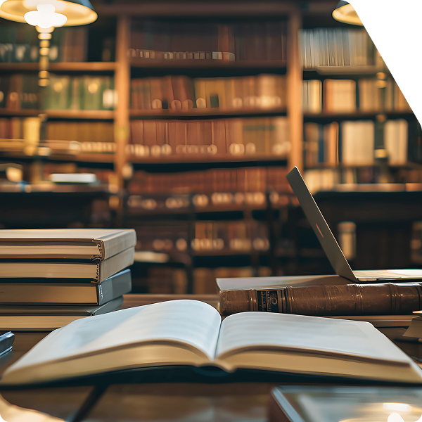 Books in a law library.